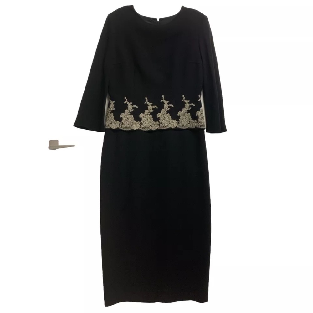 Women’s Vintage Dress Black With Cream Lace Detail By Donna Morgan Size 12